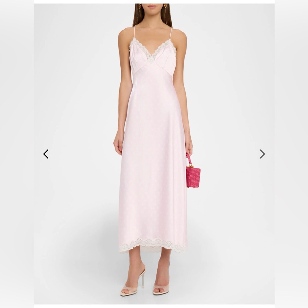 NWT LoveShackFancy Manuela Satin Polka Dot Maxi Slip Dress medium - Picture 5 of 9